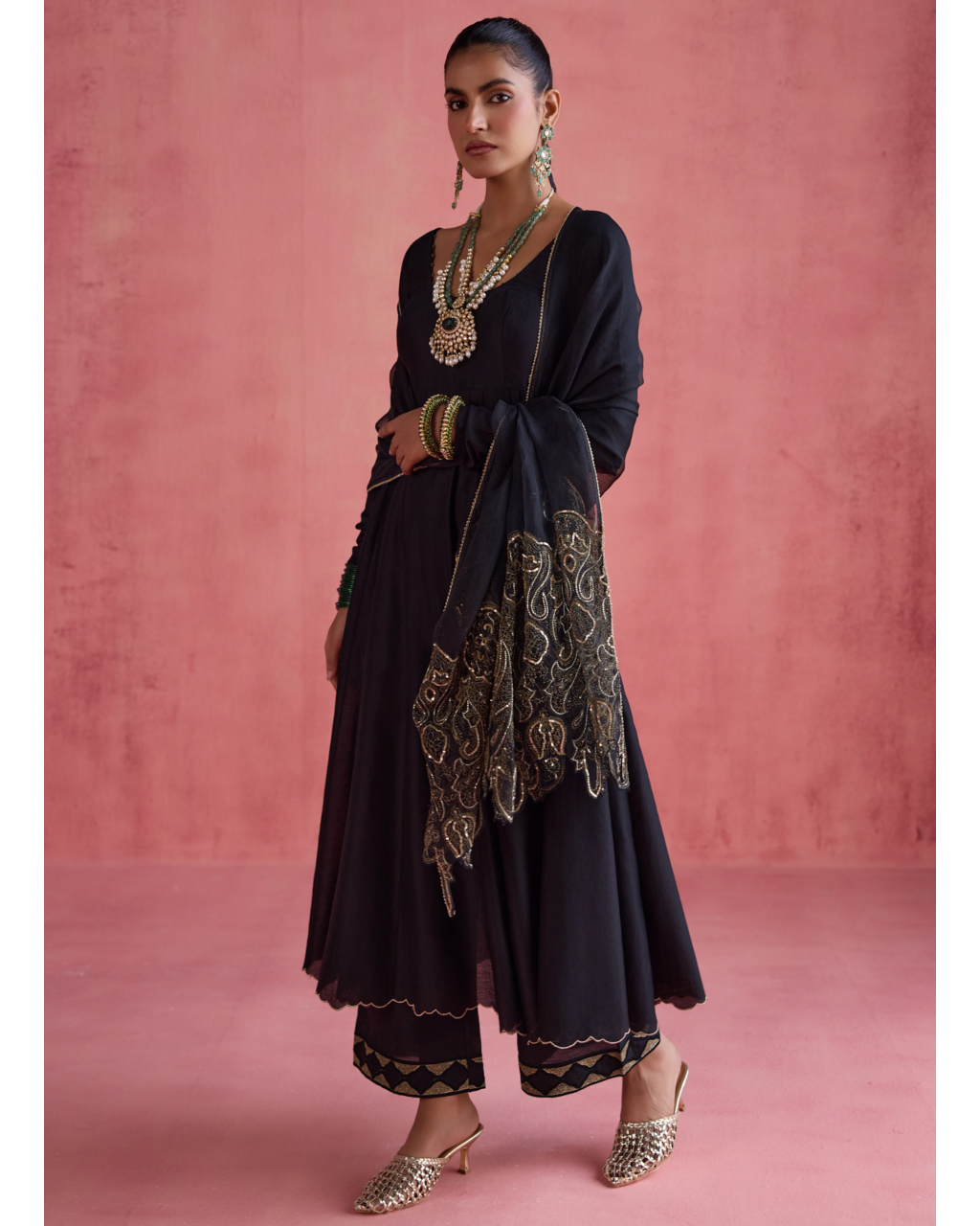 Gul Anarkali Set - Black