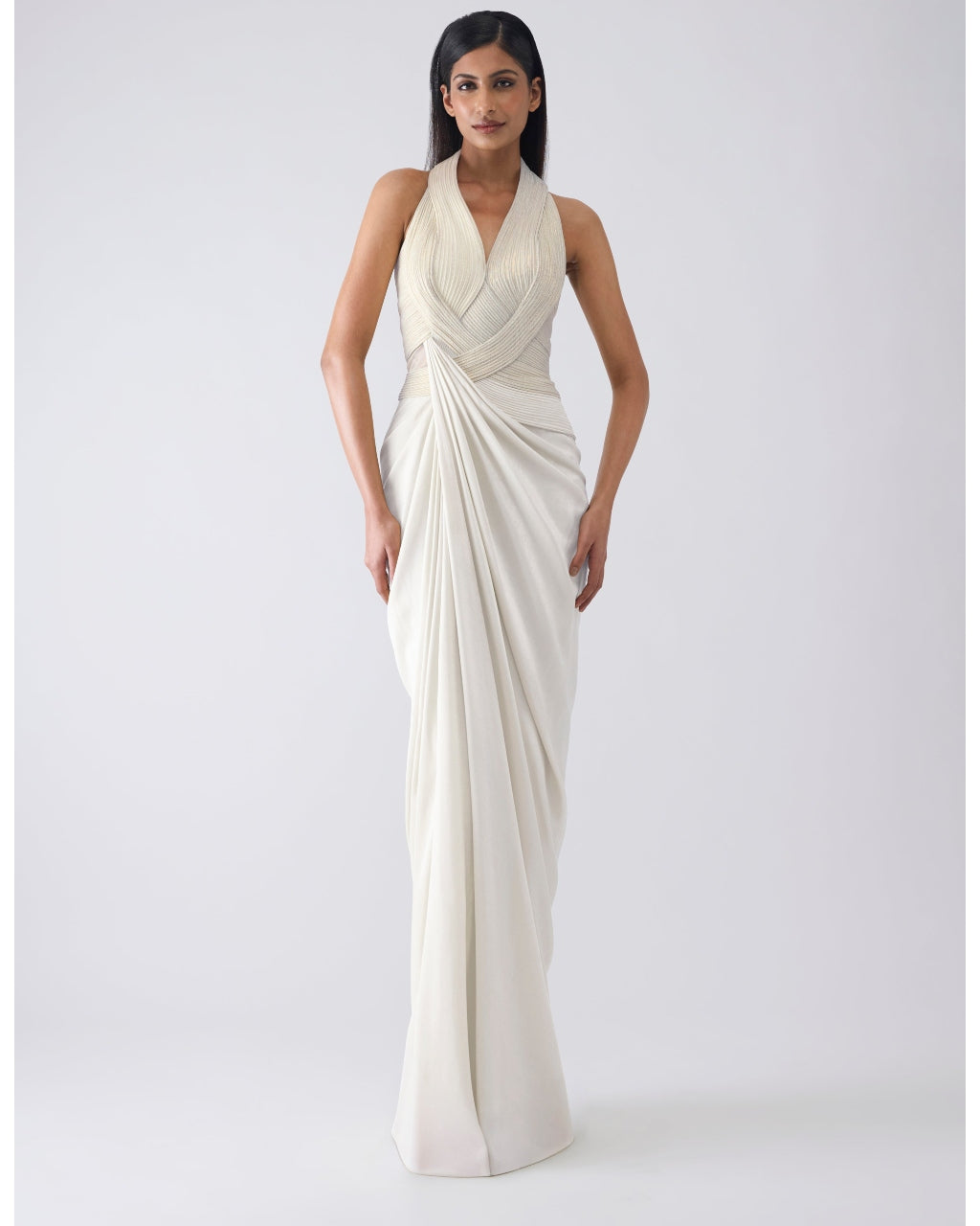 Metallic Moulded Ivory Gown