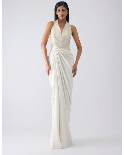Metallic Moulded Ivory Gown
