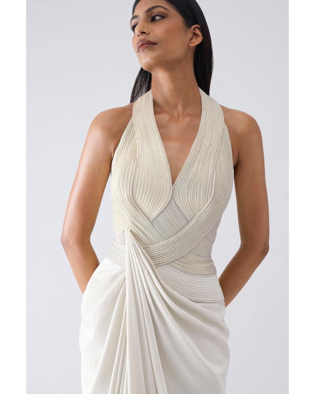 Metallic Moulded Ivory Gown