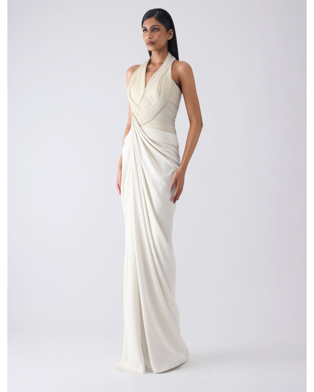 Metallic Moulded Ivory Gown