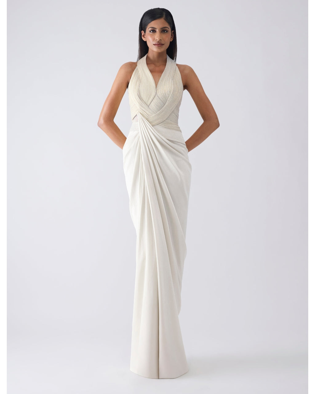 Metallic Moulded Ivory Gown