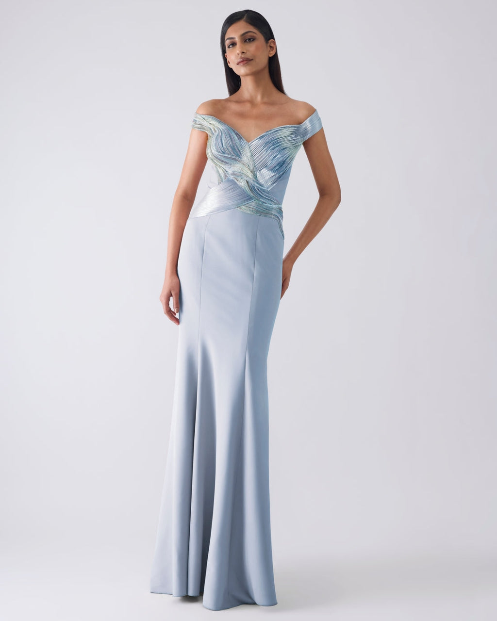 Moulded Metallic Blue Gown