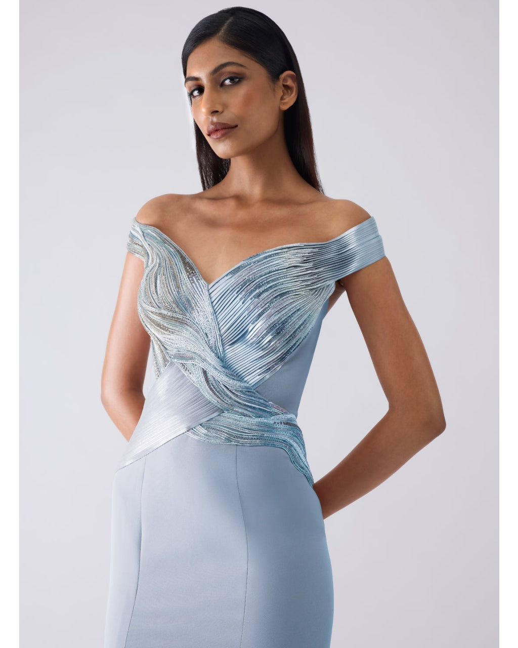 Moulded Metallic Blue Gown