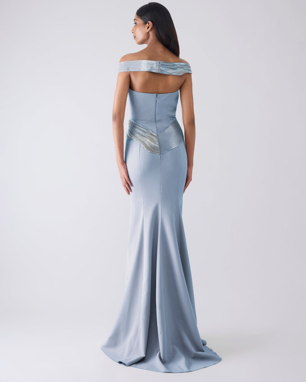 Moulded Metallic Blue Gown