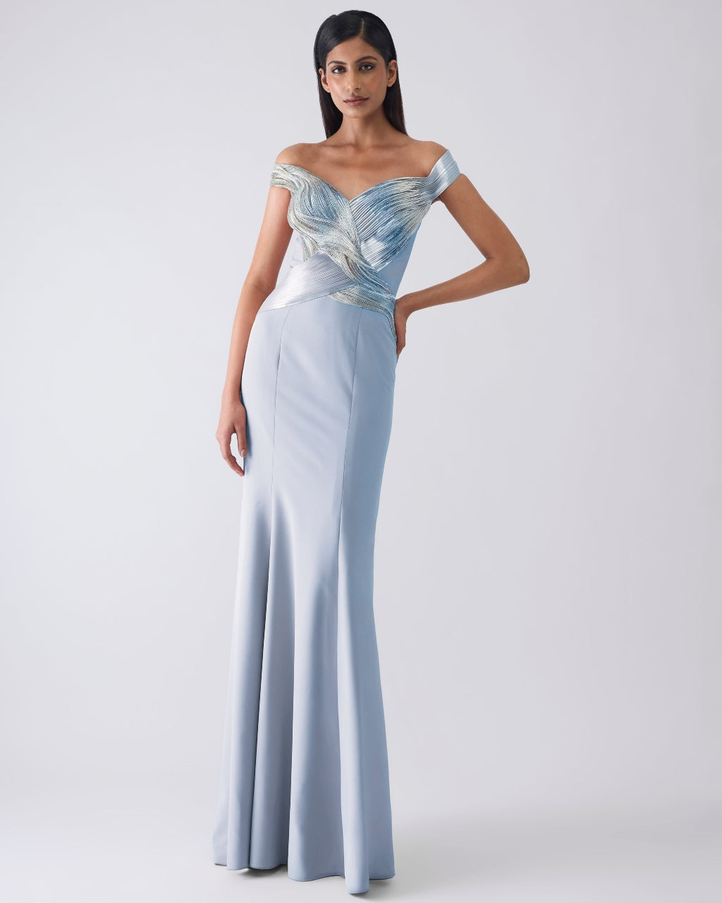 Moulded Metallic Blue Gown