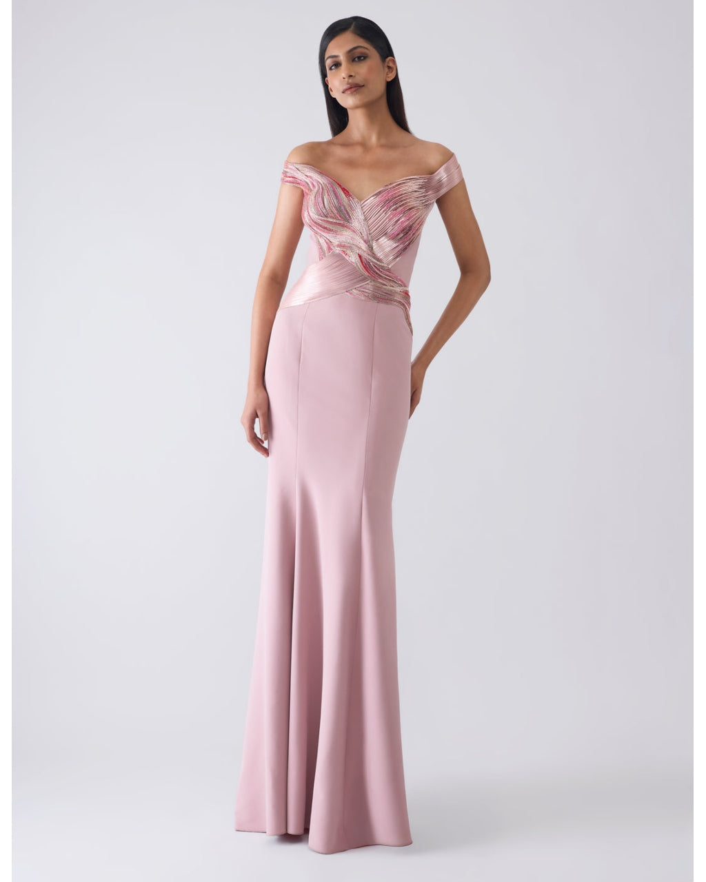 Moulded Metallic Pink Gown