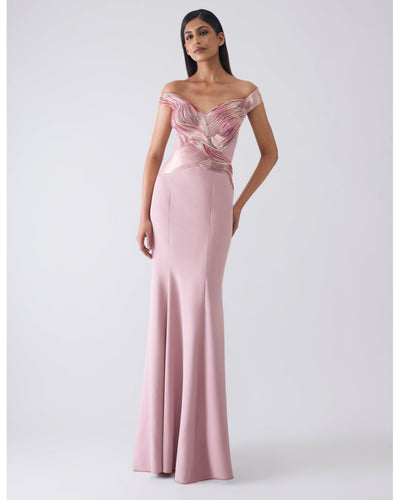 Moulded Metallic Pink Gown