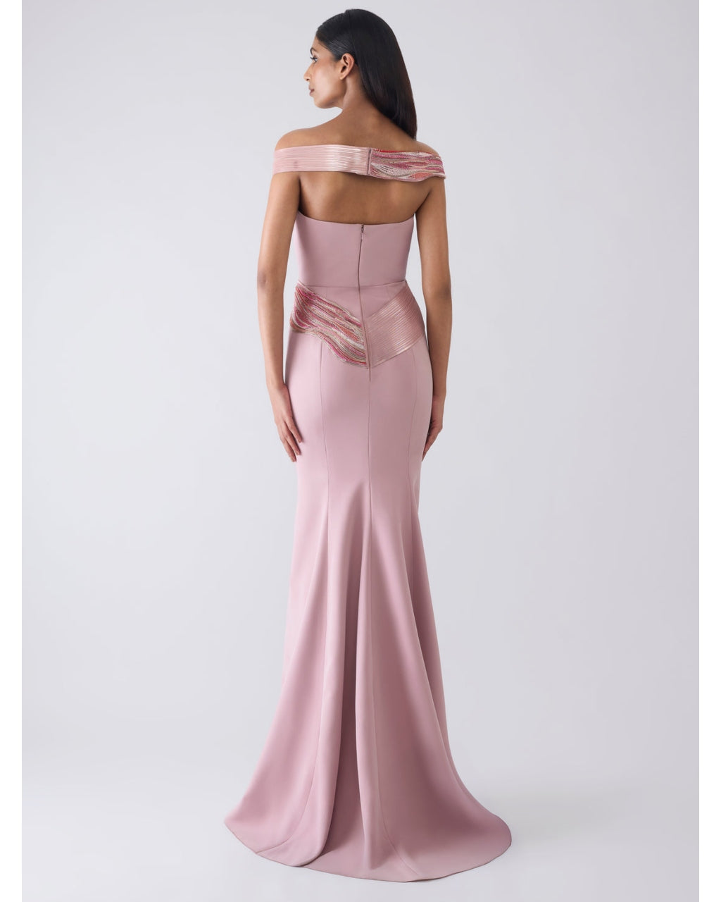 Moulded Metallic Pink Gown