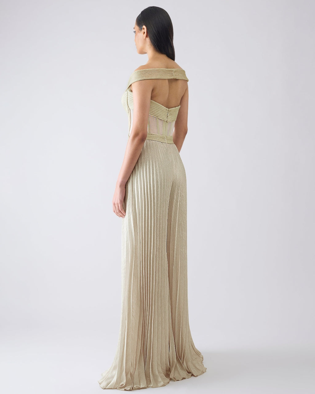 Structured Plisse Yellow Jumpsuit