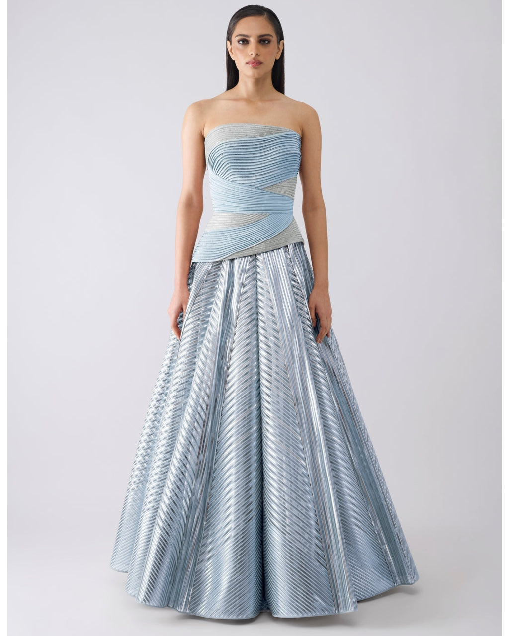 Structured Crystalvein Blue Corset And Skirt