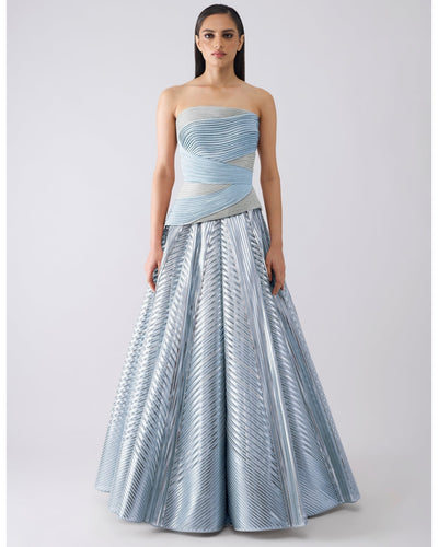 Structured Crystalvein Blue Corset And Skirt
