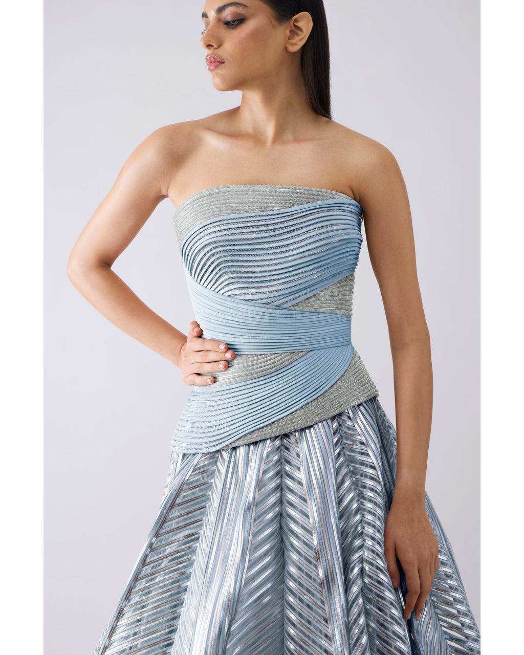 Structured Crystalvein Blue Corset And Skirt