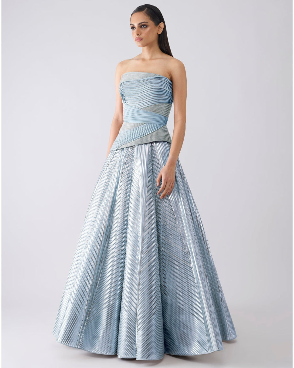 Structured Crystalvein Blue Corset And Skirt