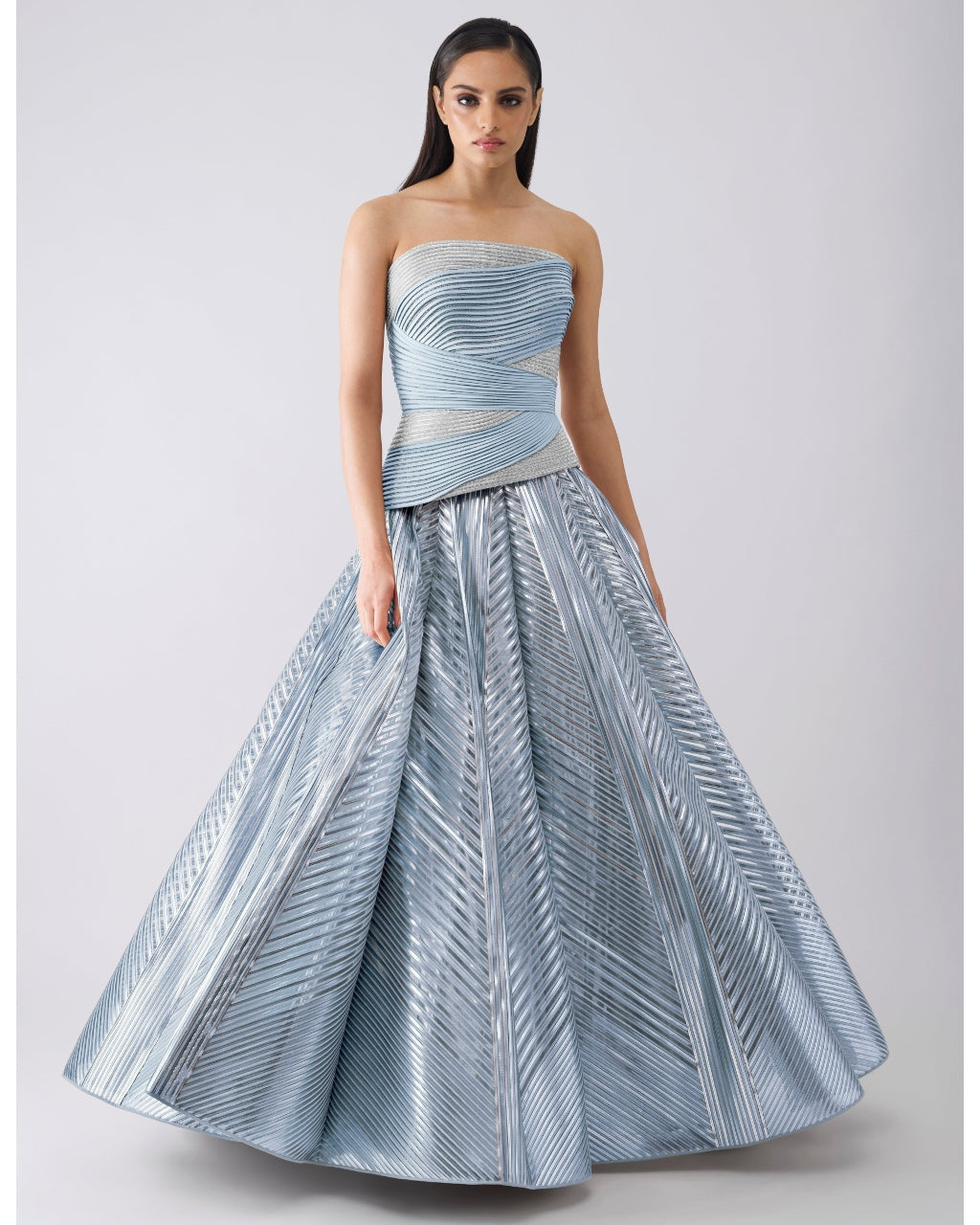 Structured Crystalvein Blue Corset And Skirt