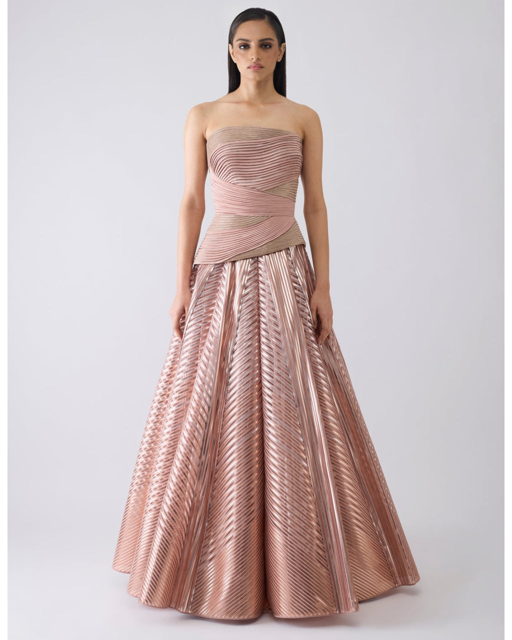 Structured Crystalvein Pink Corset And Skirt