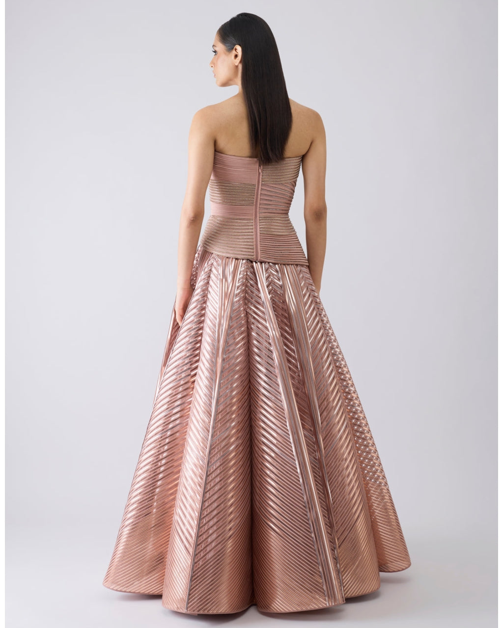 Structured Crystalvein Pink Corset And Skirt