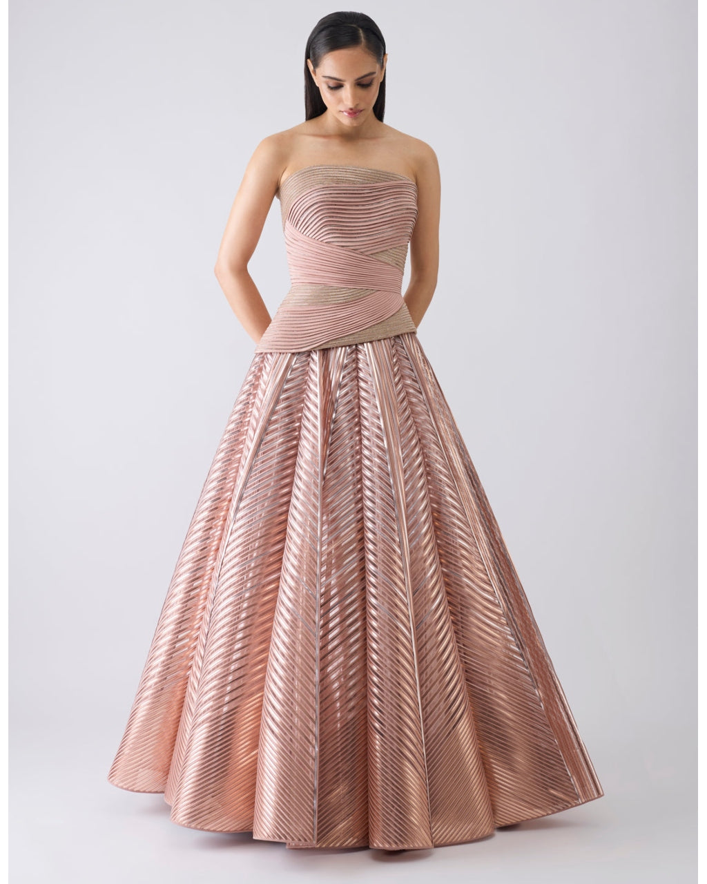 Structured Crystalvein Pink Corset And Skirt