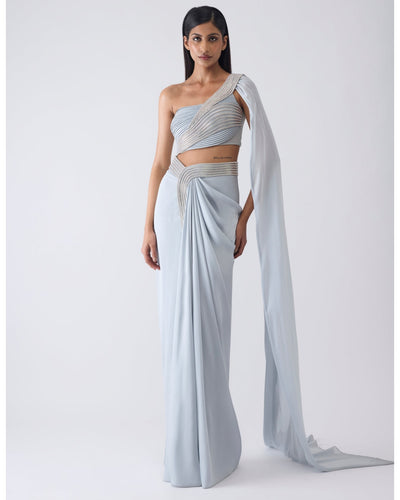 Moulded Crystalvein Blue Top And Skirt