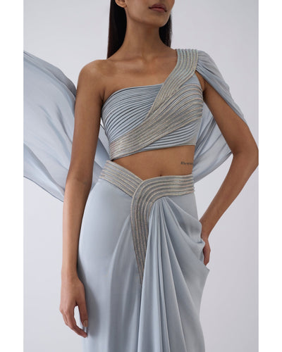 Moulded Crystalvein Blue Top And Skirt
