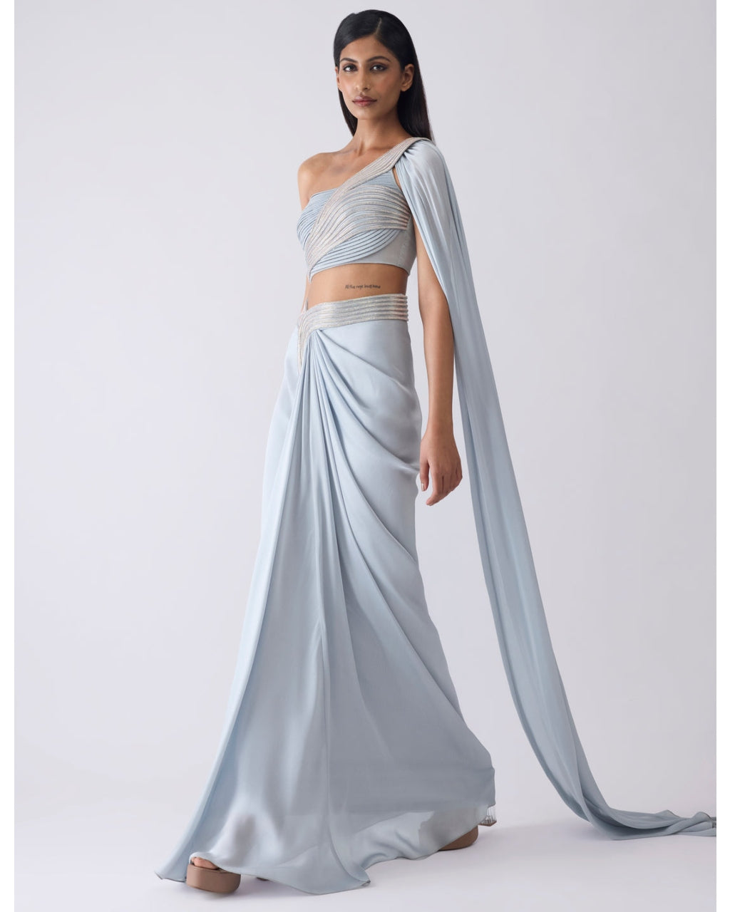 Moulded Crystalvein Blue Top And Skirt