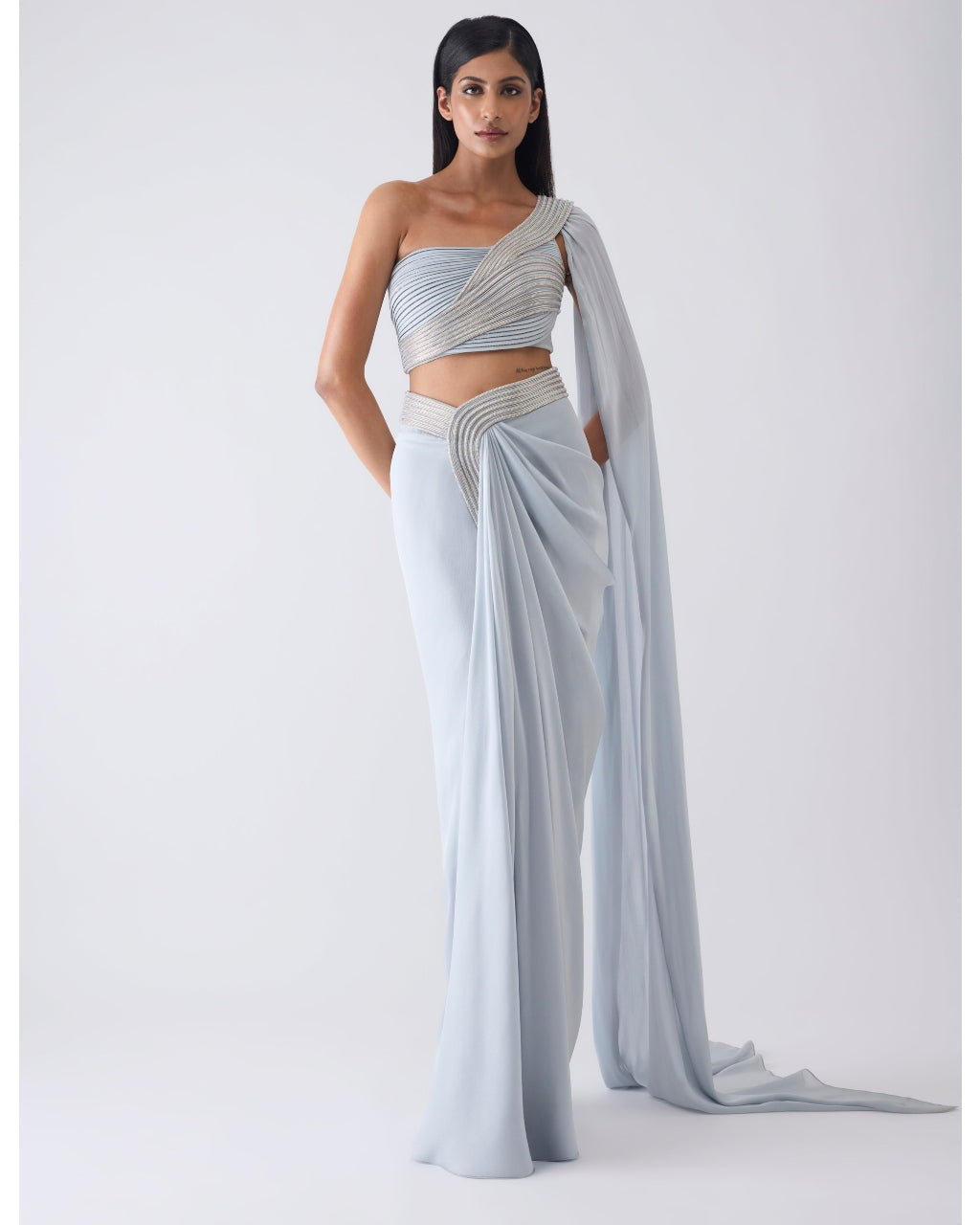 Moulded Crystalvein Blue Top And Skirt