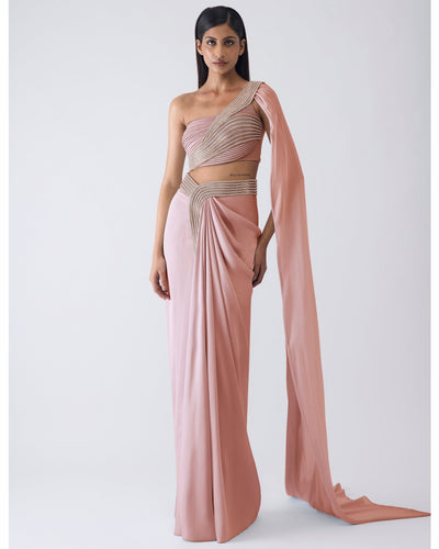 Moulded Crystalvein Pink Top And Skirt