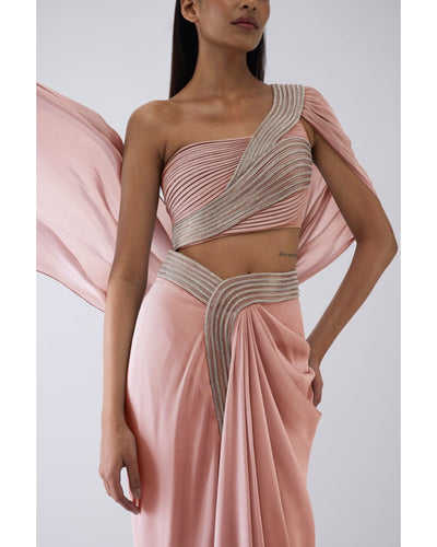 Moulded Crystalvein Pink Top And Skirt