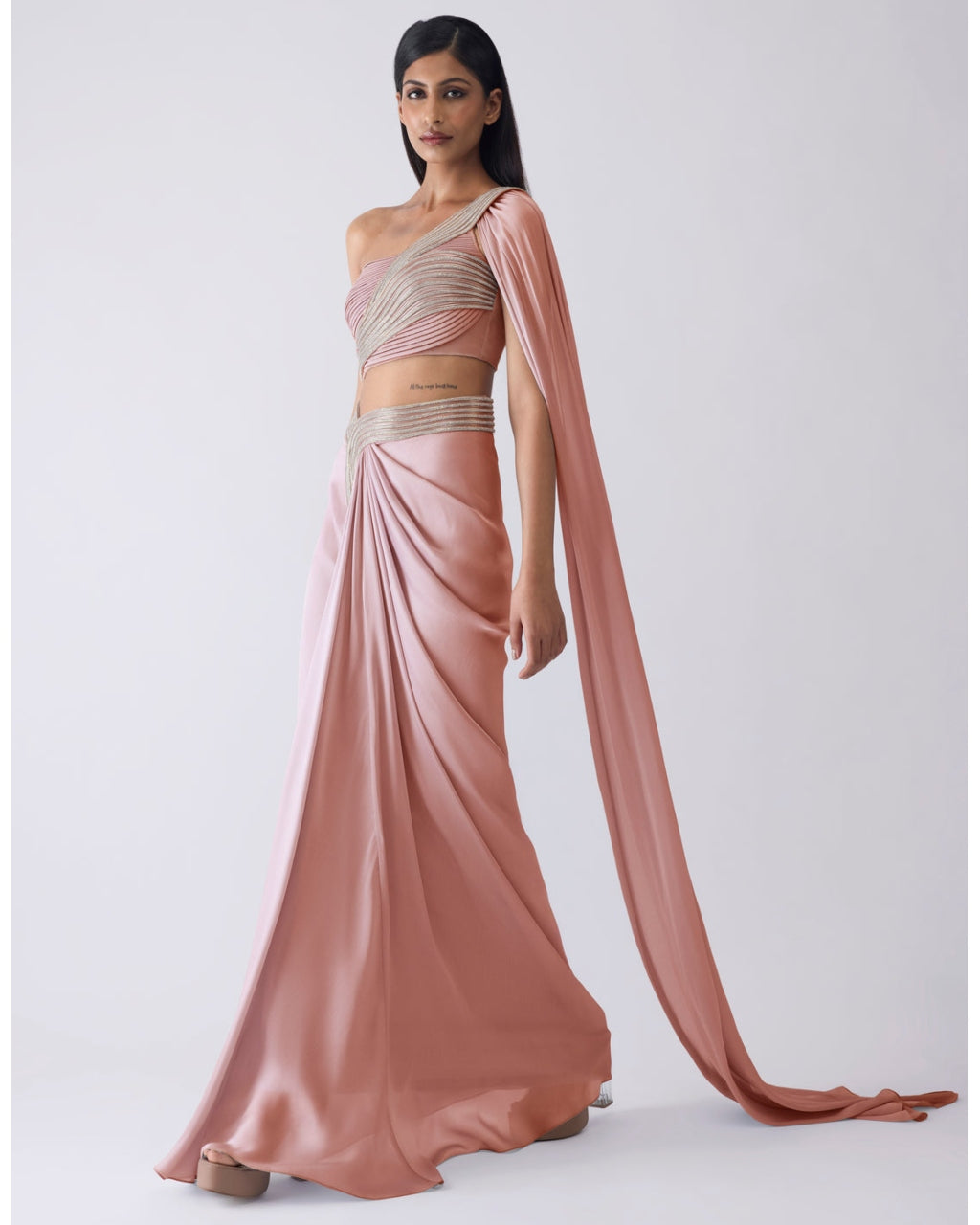 Moulded Crystalvein Pink Top And Skirt