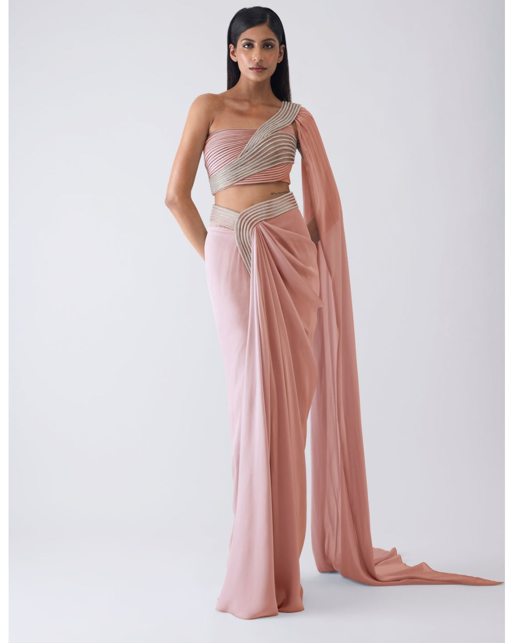 Moulded Crystalvein Pink Top And Skirt