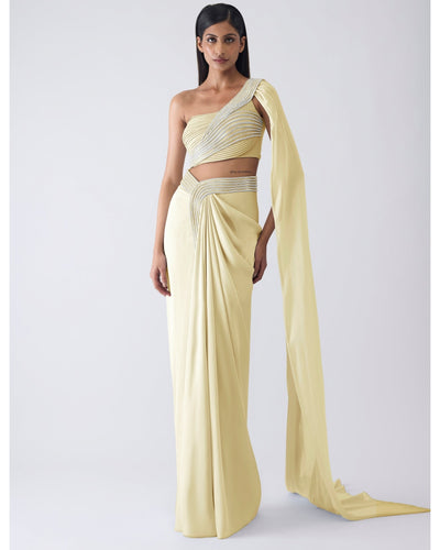 Moulded Crystalvein Yellow Top And Skirt