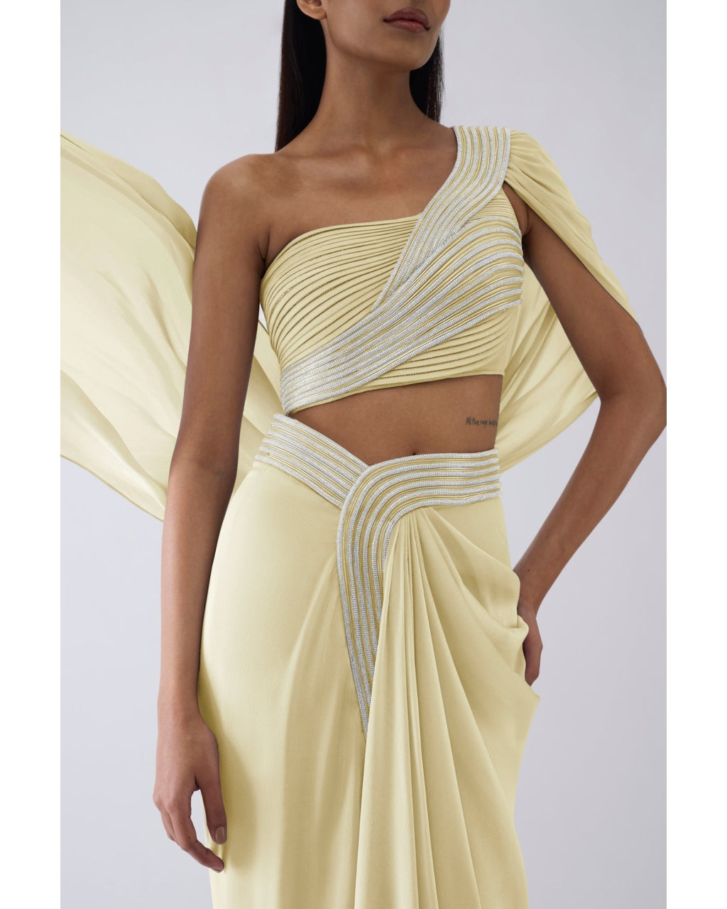 Moulded Crystalvein Yellow Top And Skirt