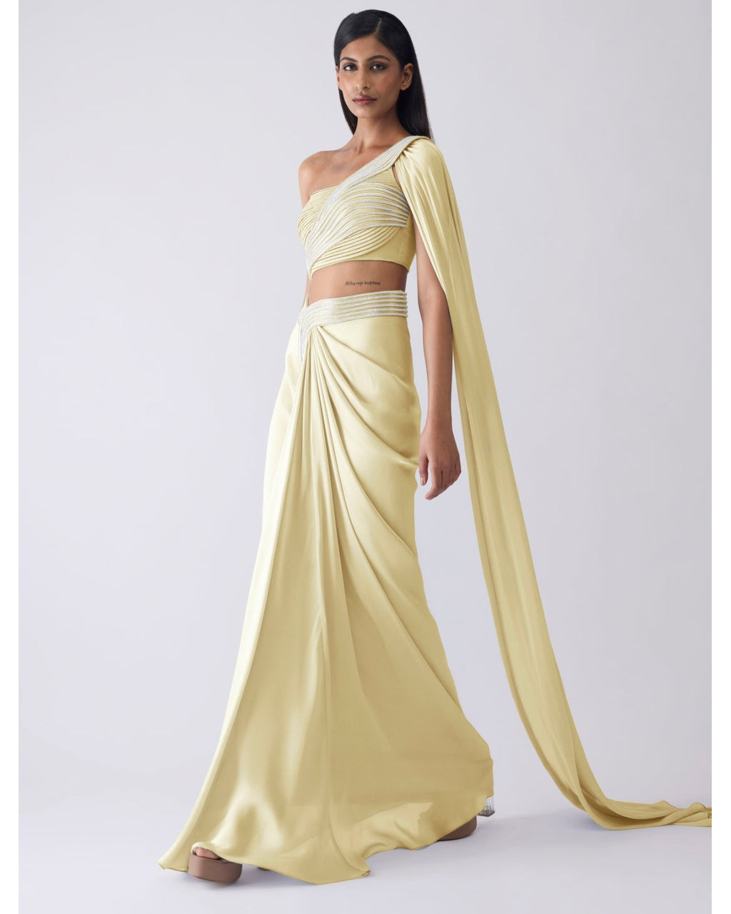 Moulded Crystalvein Yellow Top And Skirt
