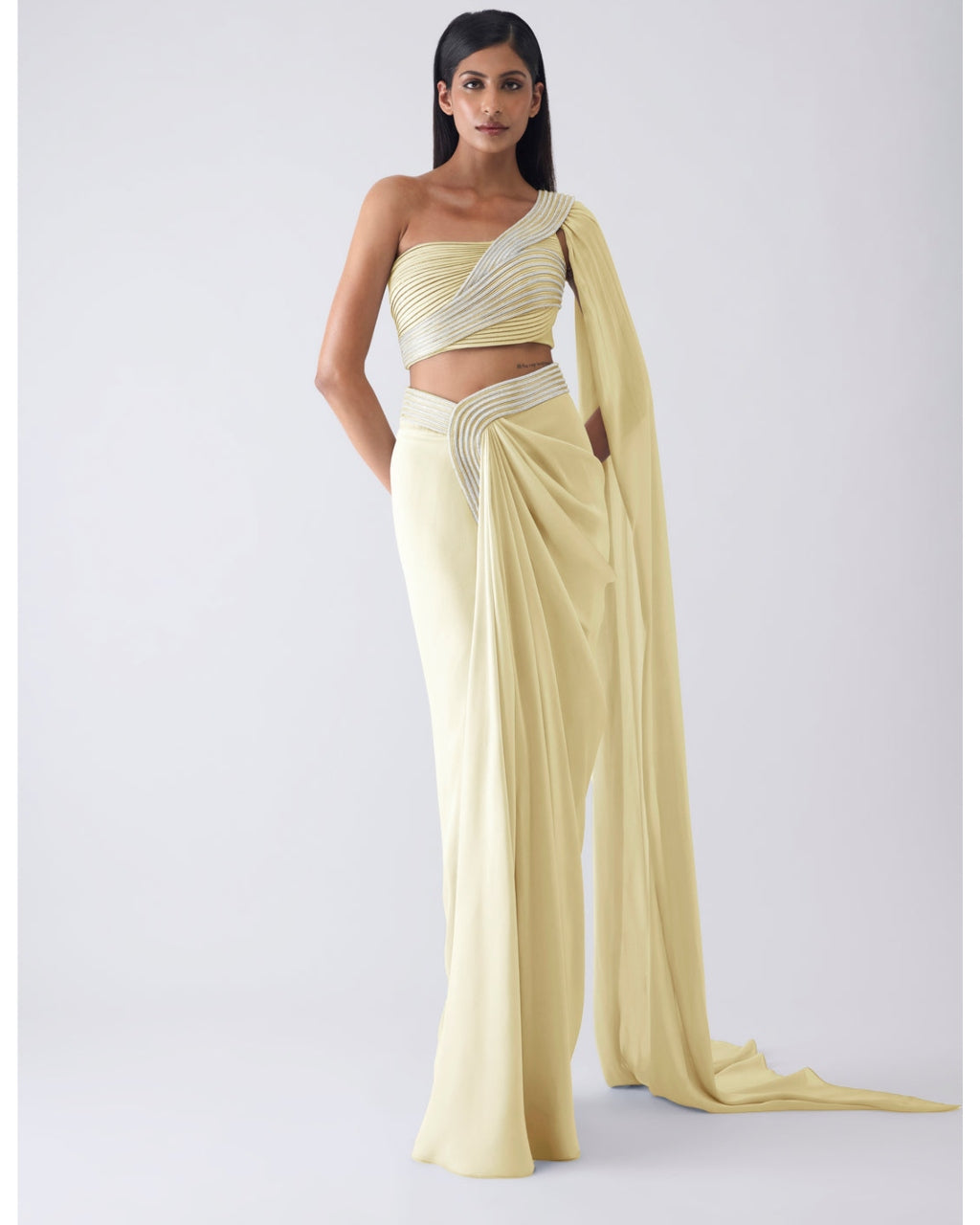 Moulded Crystalvein Yellow Top And Skirt