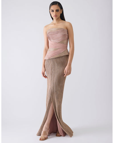 Structured Crystalvein Pink Corset And Skirt
