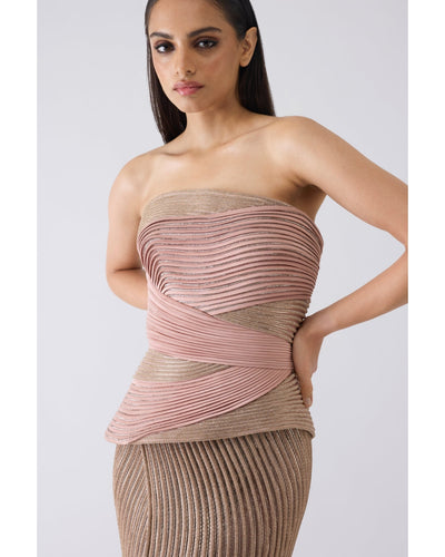 Structured Crystalvein Pink Corset And Skirt