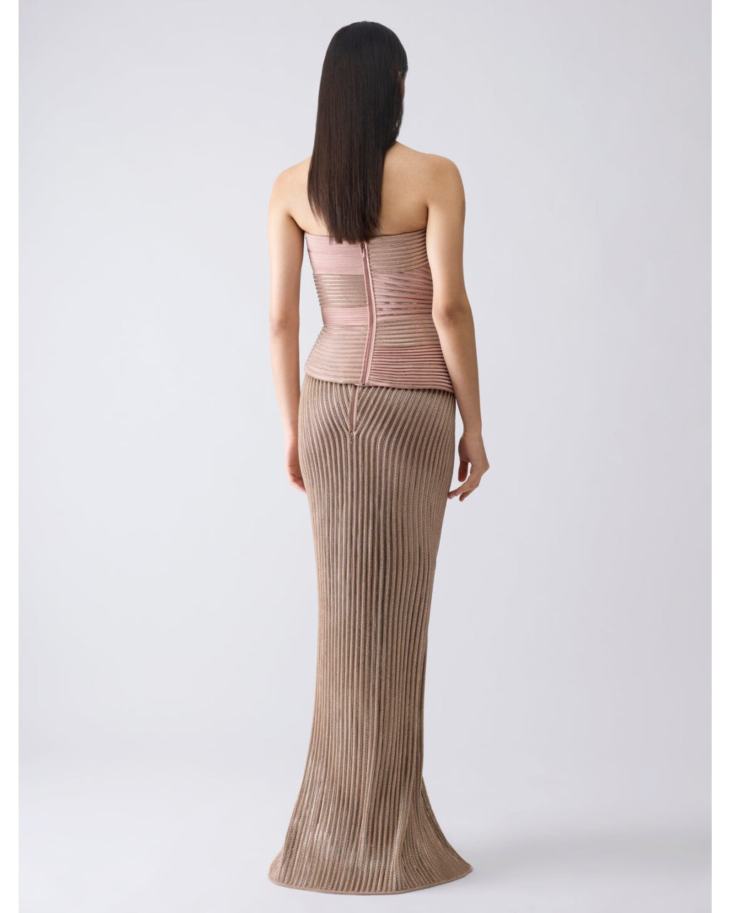Structured Crystalvein Pink Corset And Skirt