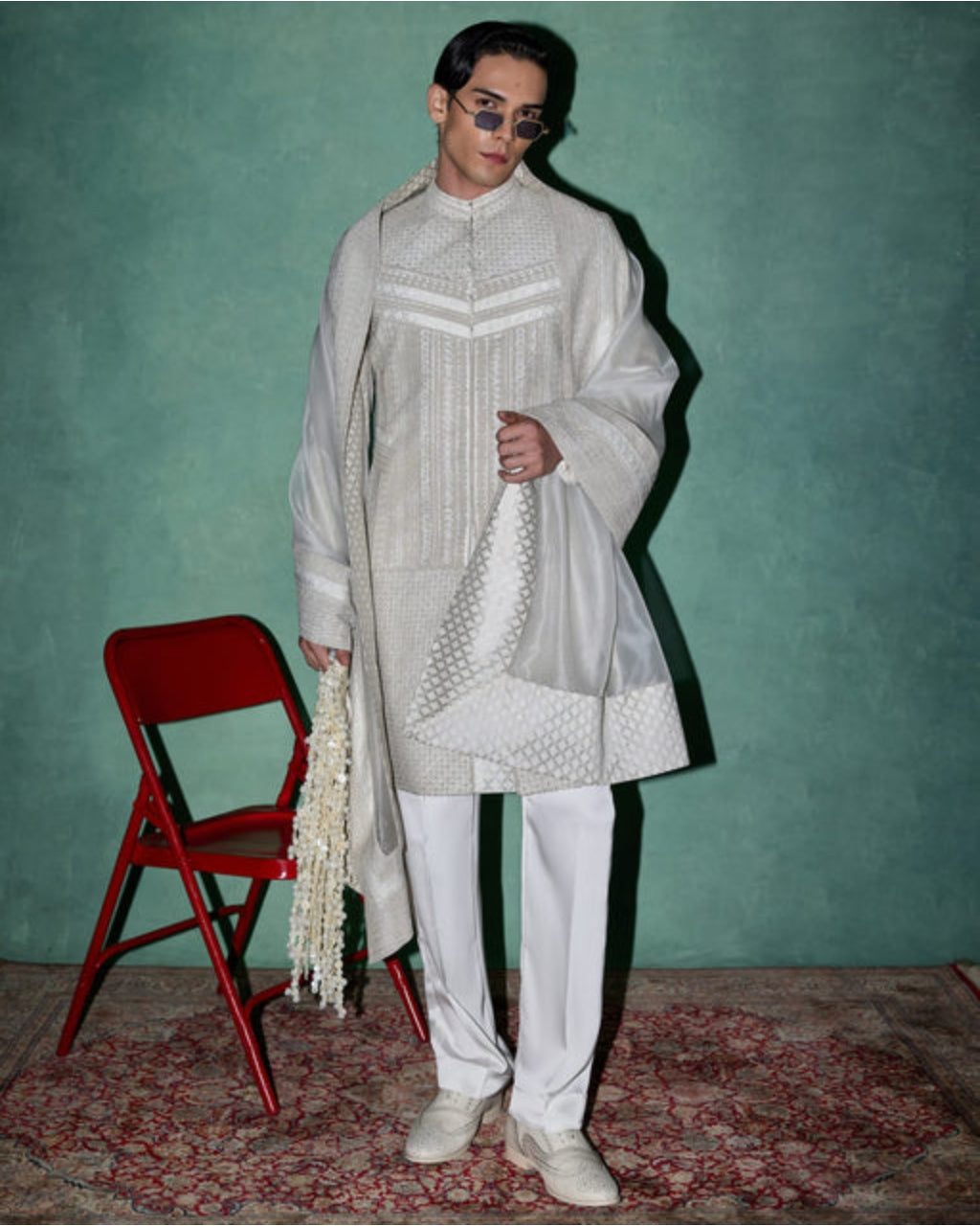 Baroque 2.0 Classic Achkan Set With Stole