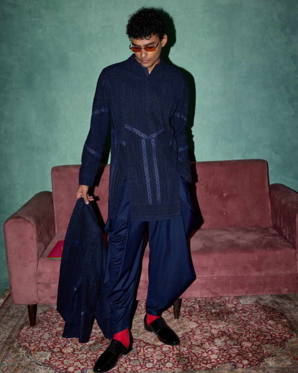 Navy Baroque 2.0 Crop Jacket Set