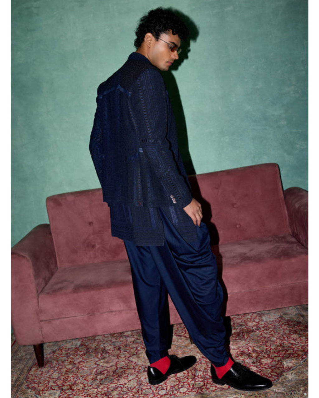 Navy Baroque 2.0 Crop Jacket Set