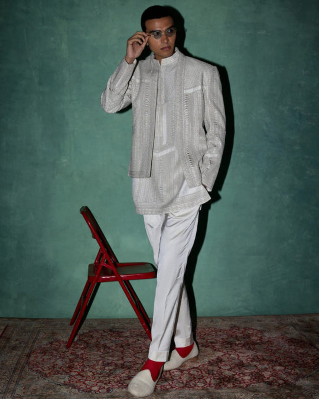 White Baroque 2.0 Crop Jacket Set