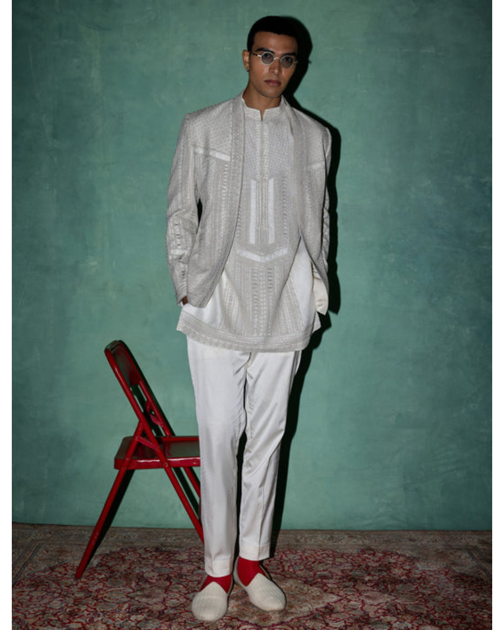 White Baroque 2.0 Crop Jacket Set