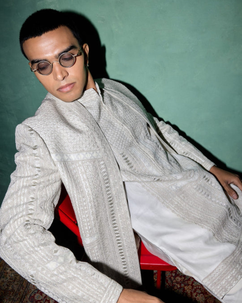 White Baroque 2.0 Crop Jacket Set
