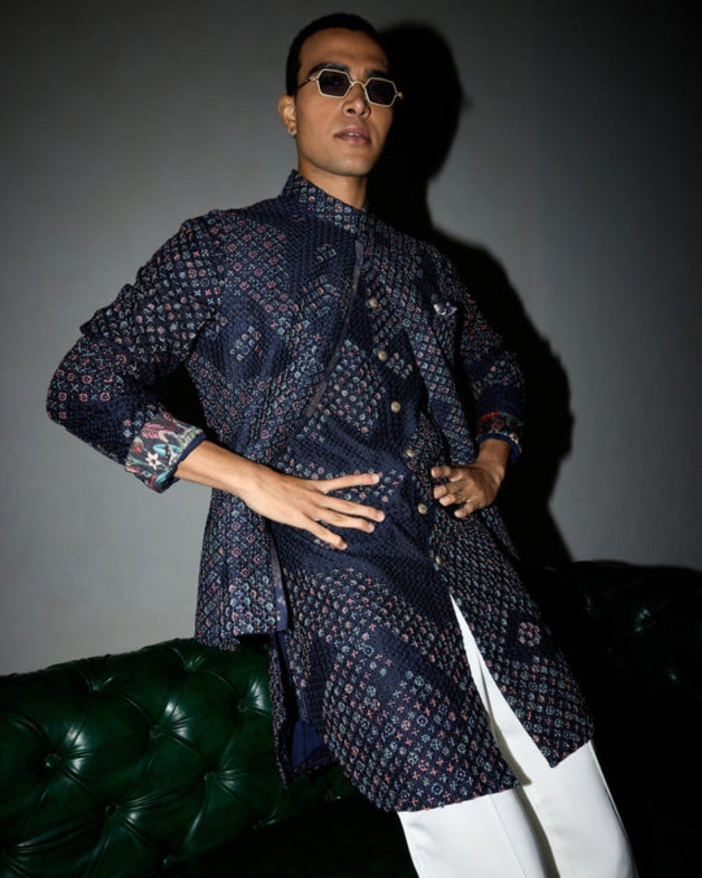 Navy Candy Nehru Jacket Set