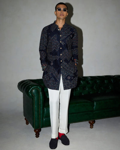 Navy Candy Nehru Jacket Set