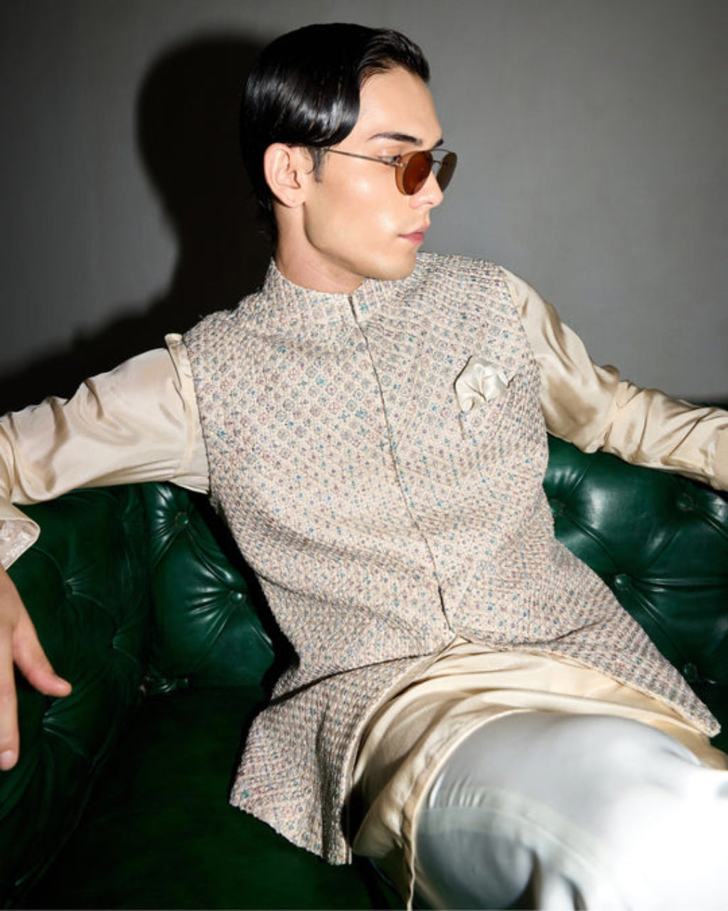 Ivory Candy Nehru Jacket Set