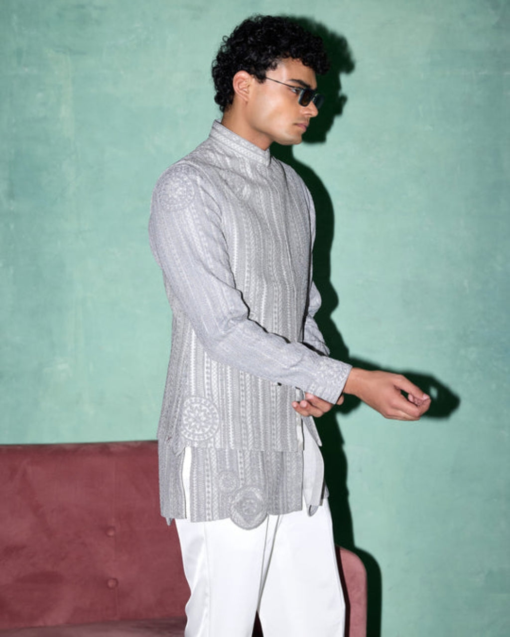 Halo Heavy Nehru Jacket Set