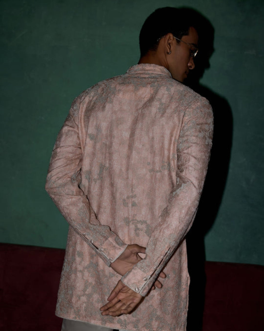 Pink Kasuti Two Tone Floral Couture Kurta Set
