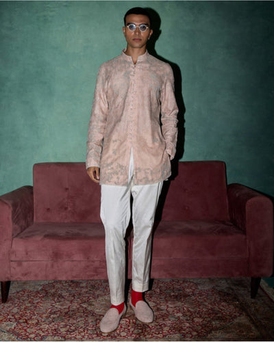 Pink Kasuti Two Tone Floral Couture Kurta Set