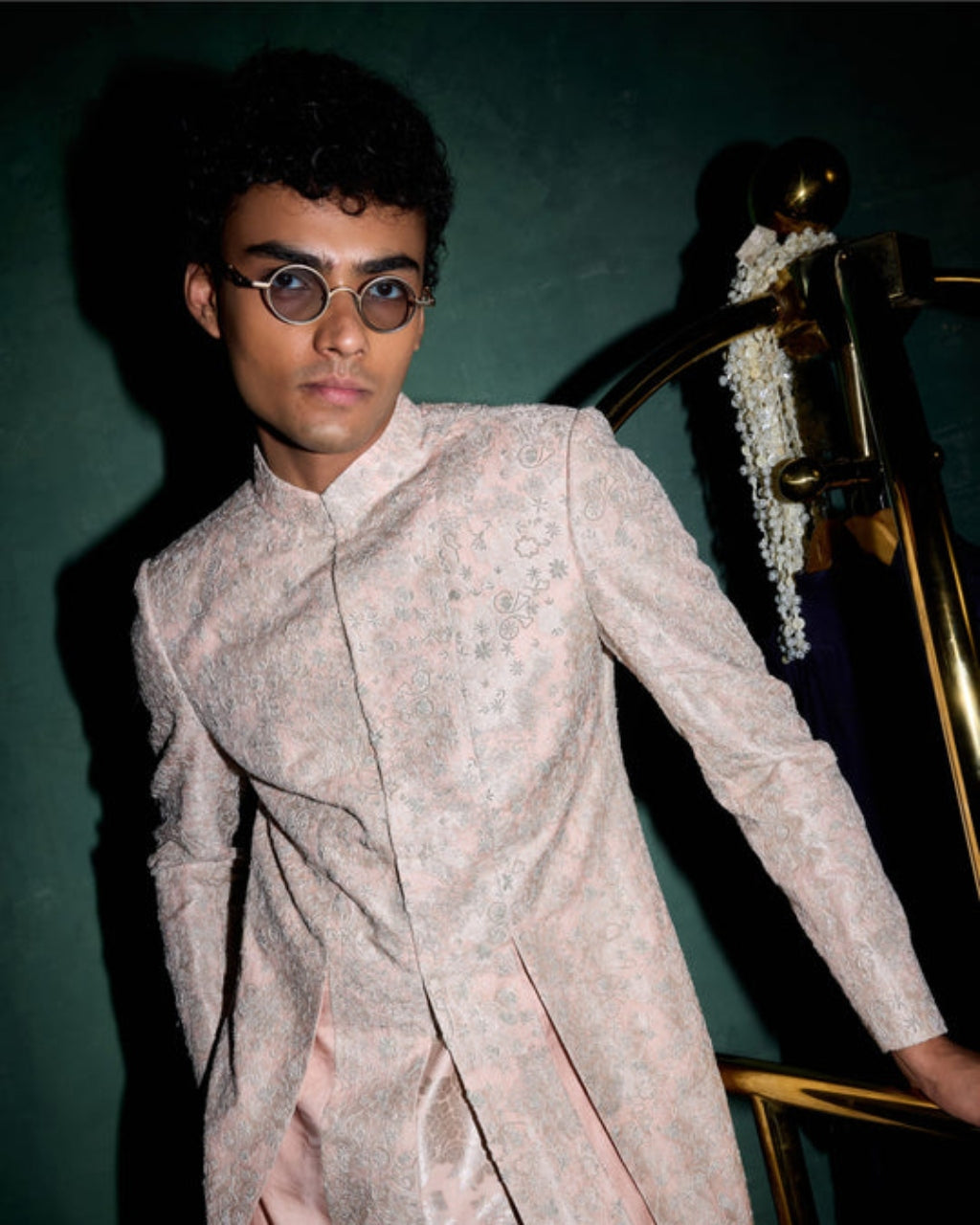 Kasuti Two Tone Floral Layered Achkan